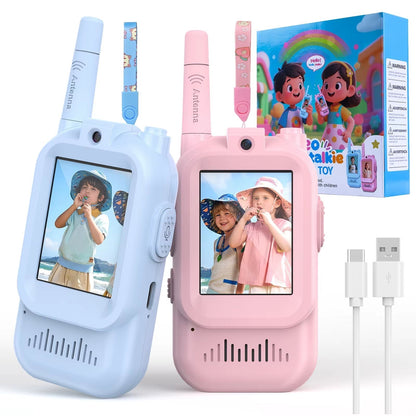 Video Walkie Talkie 2 Pack Rechargeable Interphone with HD Camera & Voice Changer.