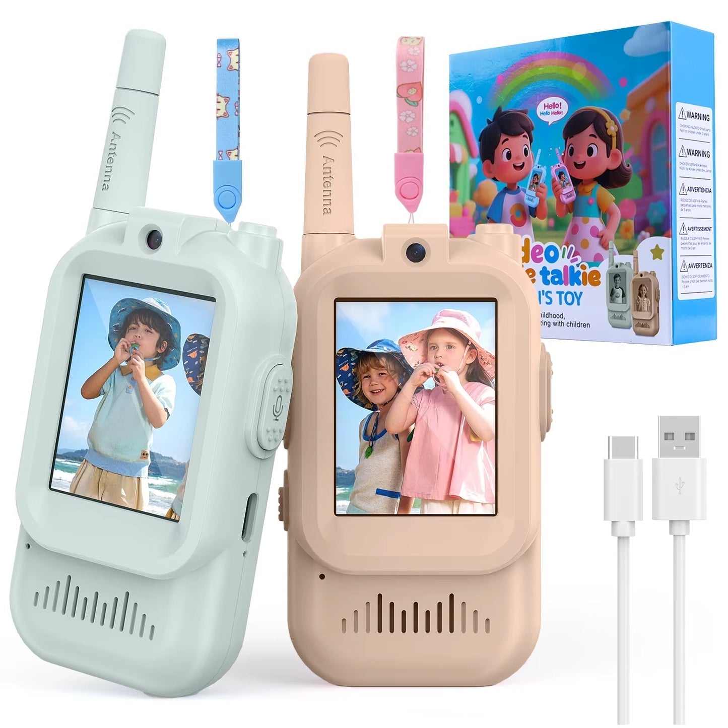 Video Walkie Talkie 2 Pack Rechargeable Interphone with HD Camera & Voice Changer.