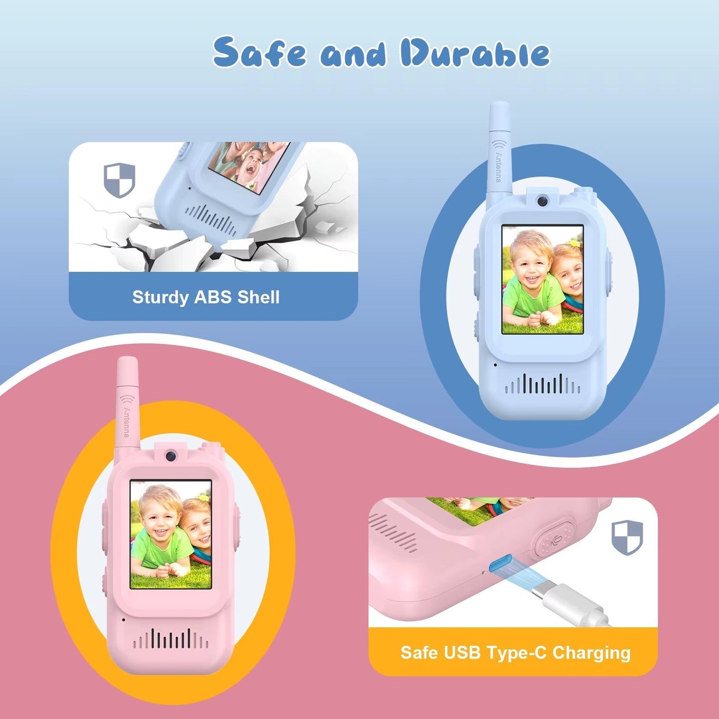 Video Walkie Talkie 2 Pack Rechargeable Interphone with HD Camera & Voice Changer.