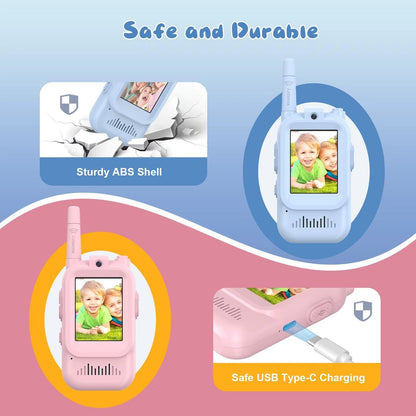 Video Walkie Talkie 2 Pack Rechargeable Interphone with HD Camera & Voice Changer.